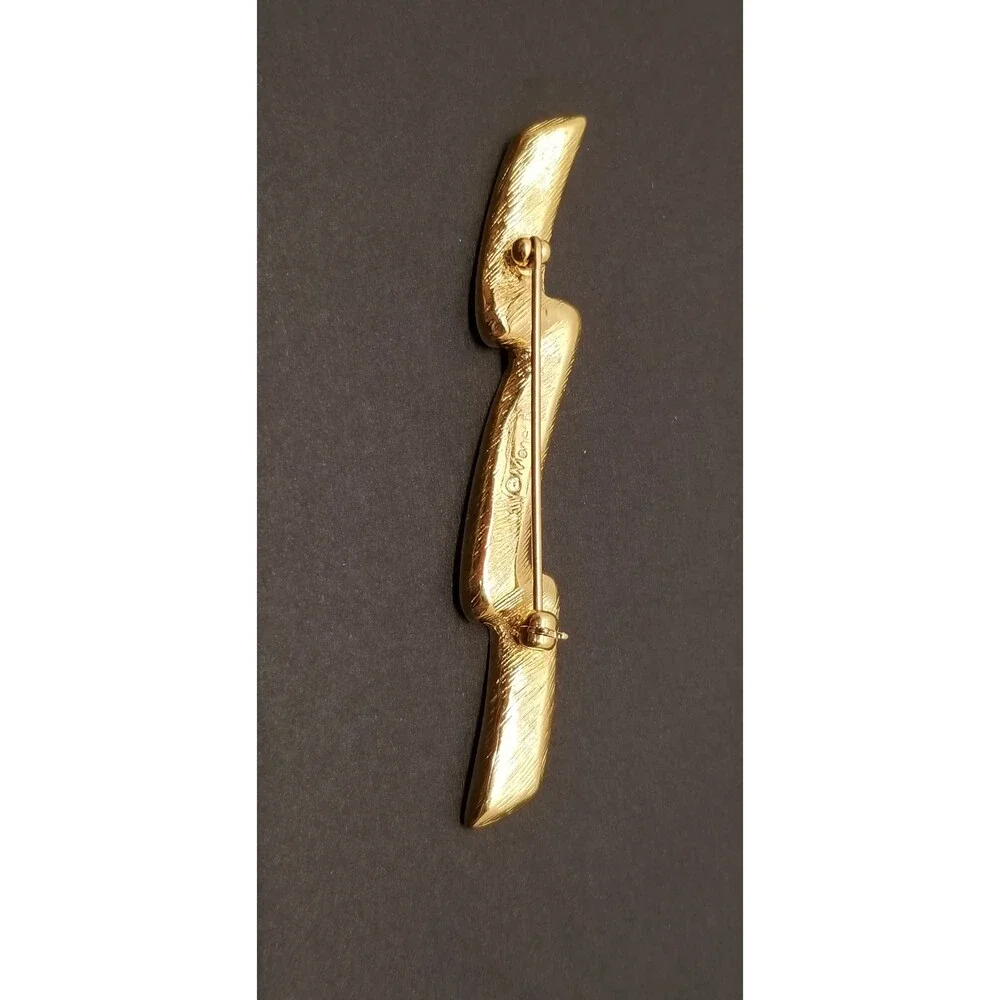 Vintage Monet Rhinestone Brooch – Gold Tone Lightning Bolt Pin